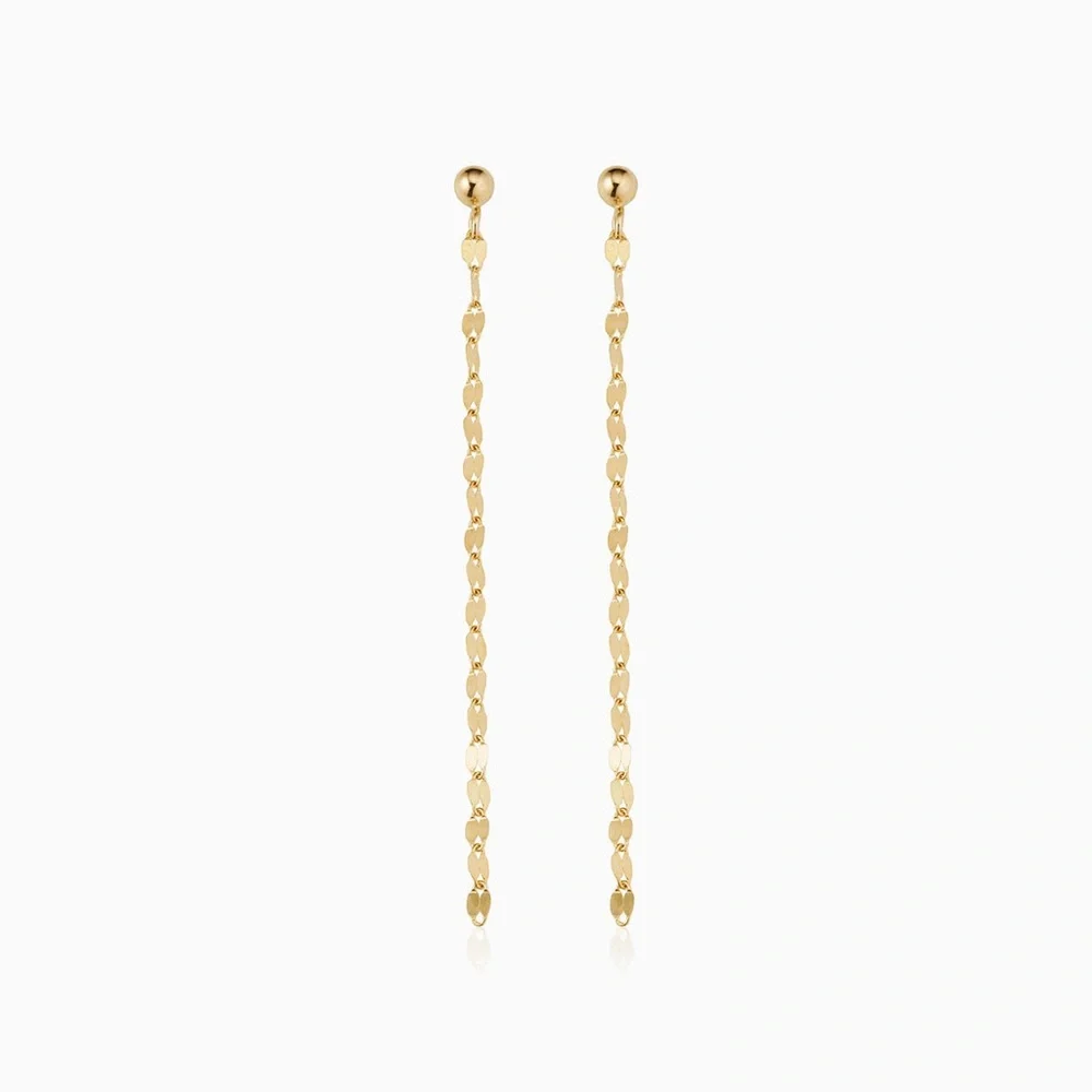 14K Gold Vermeil Elegant Gold duster threader Dangle Earrings - Picture 2 of 3